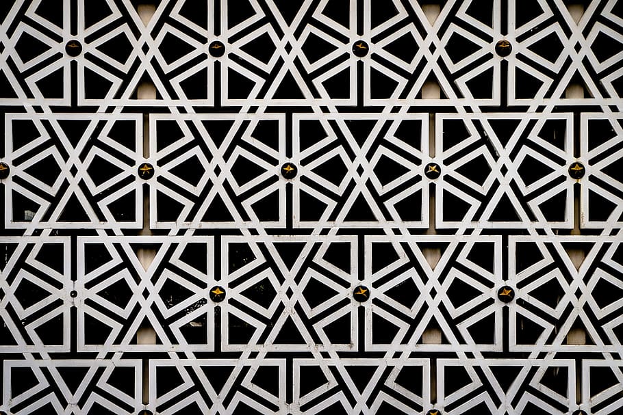 black and white abstract painting, Arabesque, Pattern, Islamic