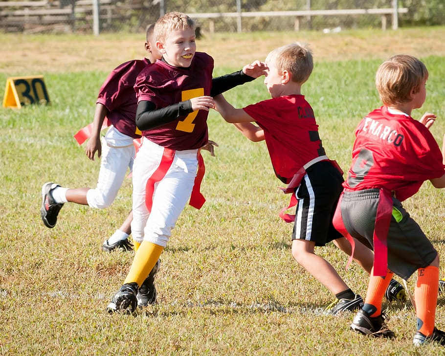 toddler's playing football, flag football, sport, game, competition