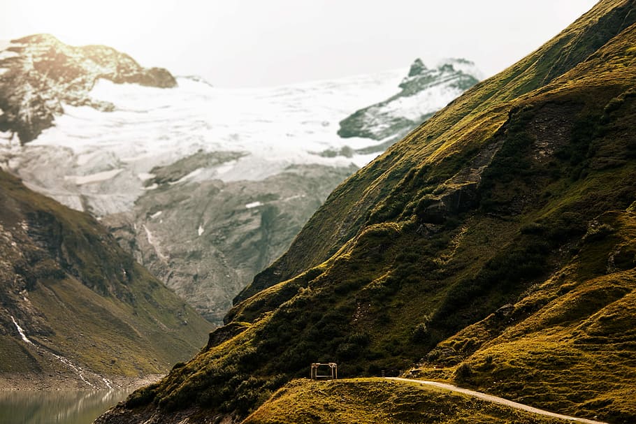 photo of road near mountains during daytime, top view of green mountain HD wallpaper