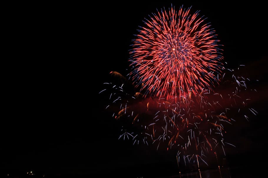 time-lapse photography of fireworks, explosion, night, motion HD wallpaper
