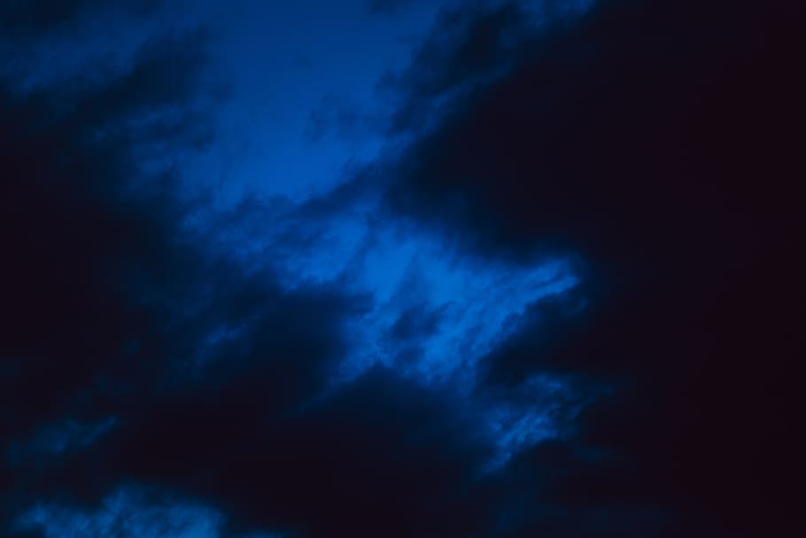 nature, landscape, clouds, sky, dark, cloud - sky, night, blue HD wallpaper