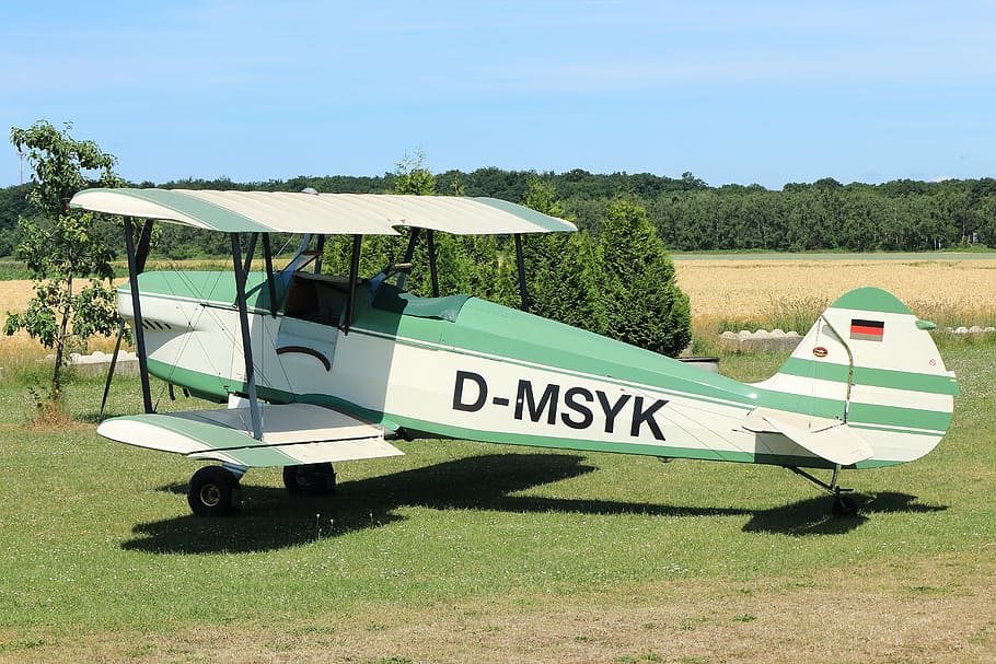 double decker, m17, oldtimer, propeller plane, nature, sunlight HD wallpaper