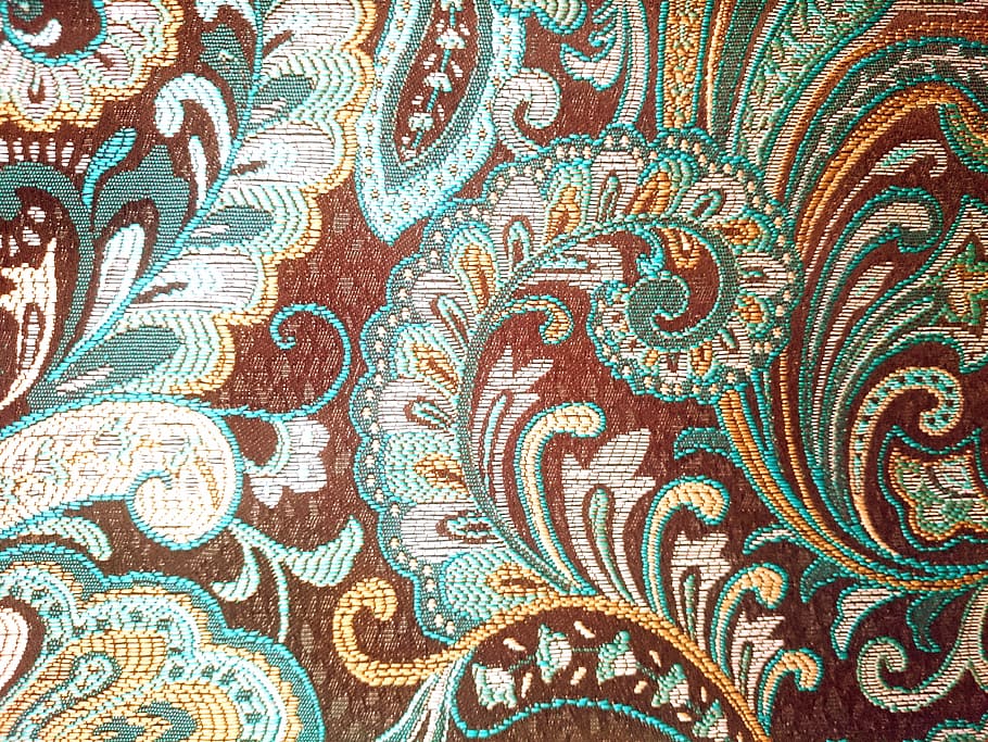 brown and green floral textile, texture, fabric, pattern, knitted wear HD wallpaper