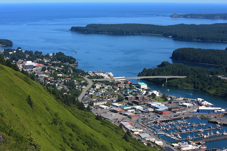 HD wallpaper: kodiak, alaska, scenic, harbor, ocean, sea, town, water ...