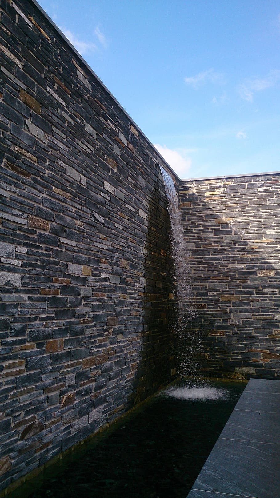 wall, water, architecture, garden, garden design, landscape HD wallpaper