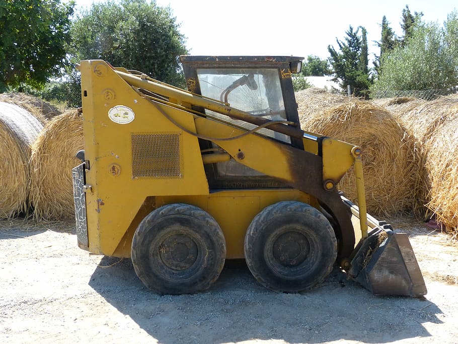 small machine, construction machine, engine, yellow, farm machine HD wallpaper