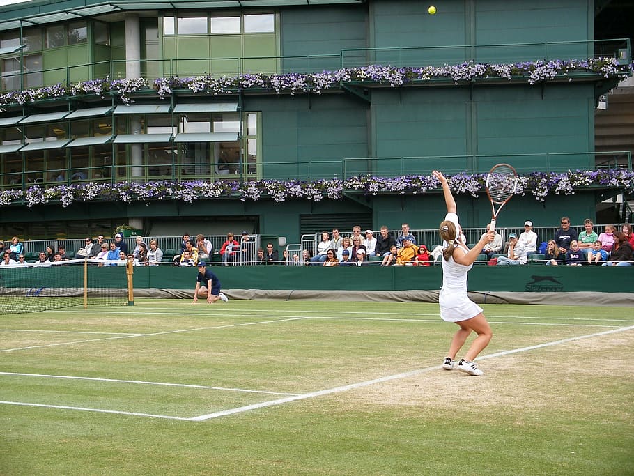 woman spiking tennis ball, professional, simona halep, wimbledon, HD wallpaper