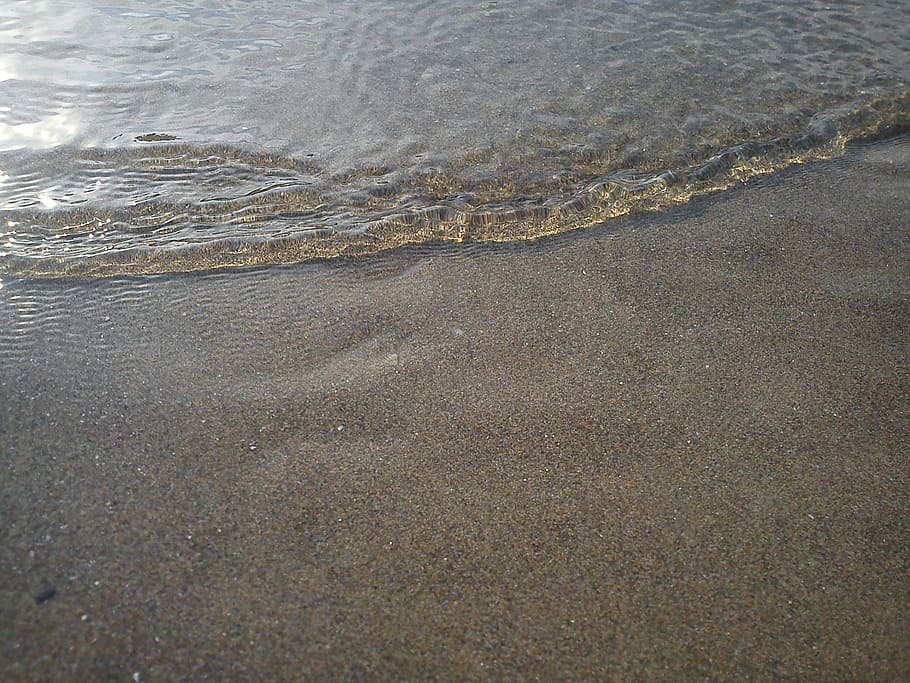 wave, clear, water, beach, sand, grains, grains of sand, sand beach