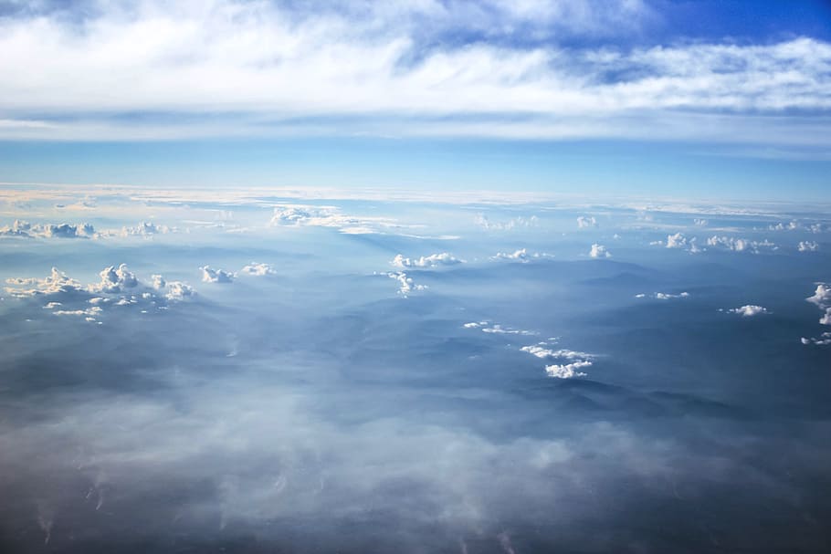 clouds on the world, sky, cloud view, blue, white, fluffy, beautiful landscape HD wallpaper