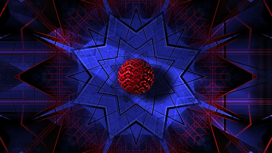 Graphics, Geometry, Image Synthesis, star - space, red, illuminated, HD wallpaper