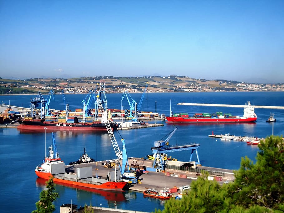 Italy, Port, Harbor, Water, anacona, sky, reflections, ships, HD wallpaper