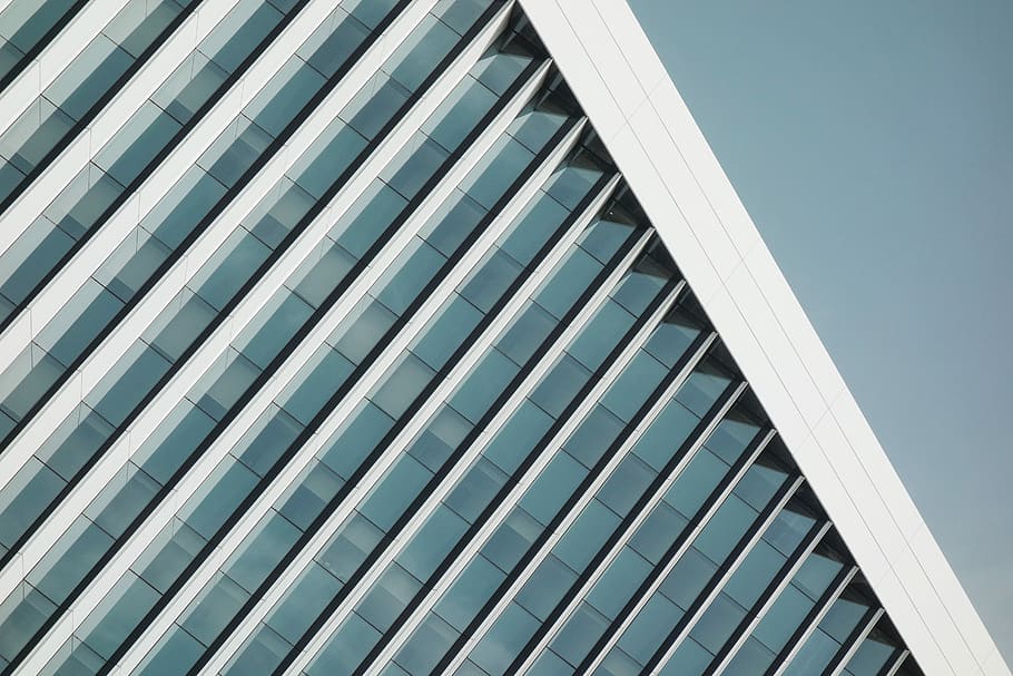 curtained wall building, facade, pattern, abstract, glass, grey HD wallpaper