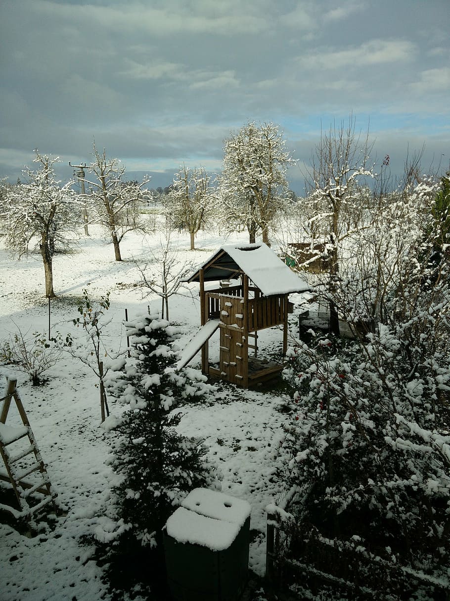 wintry, snow, slide, winter, snowy, winter magic, trees, landscape HD wallpaper