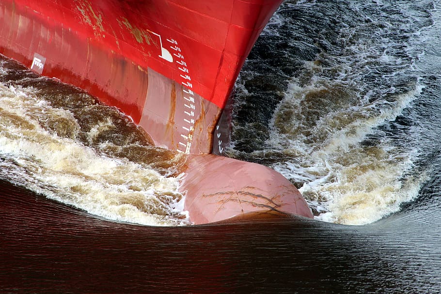 ship, shipping, bulbous bow, bug, water, sea, day, high angle view HD wallpaper