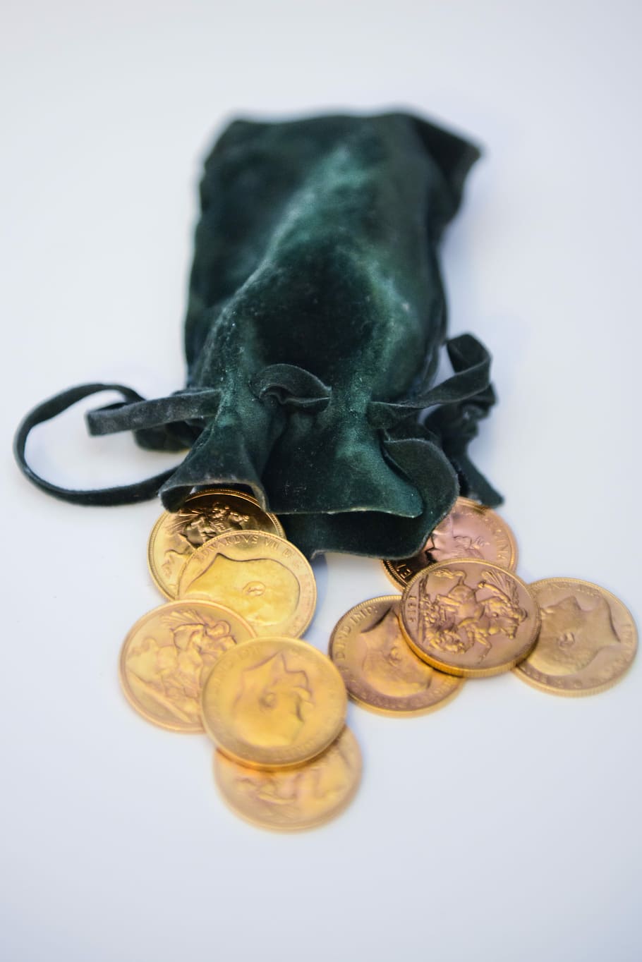 Gold, Coins, Money, Prosperity, white background, studio shot