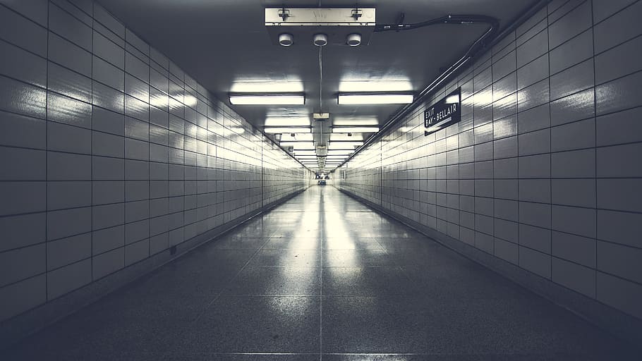hallway interior, architecture, empty, indoors, light, passage HD wallpaper