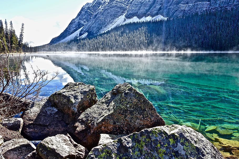 lake, wilderness, environment, landscape, nature, water, scenic HD wallpaper