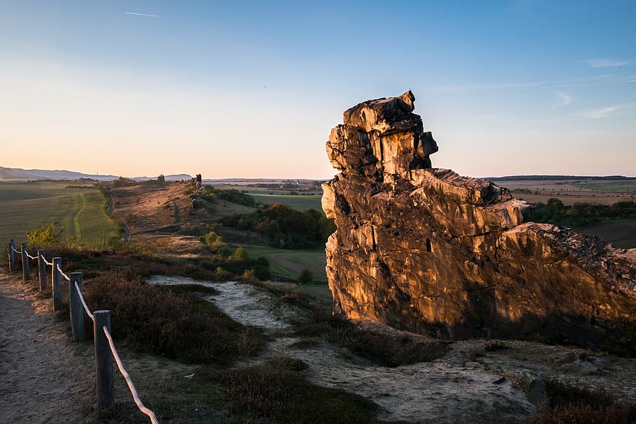 devil's wall, resin, rock, evening light, evening sun, sandstone rocks HD wallpaper