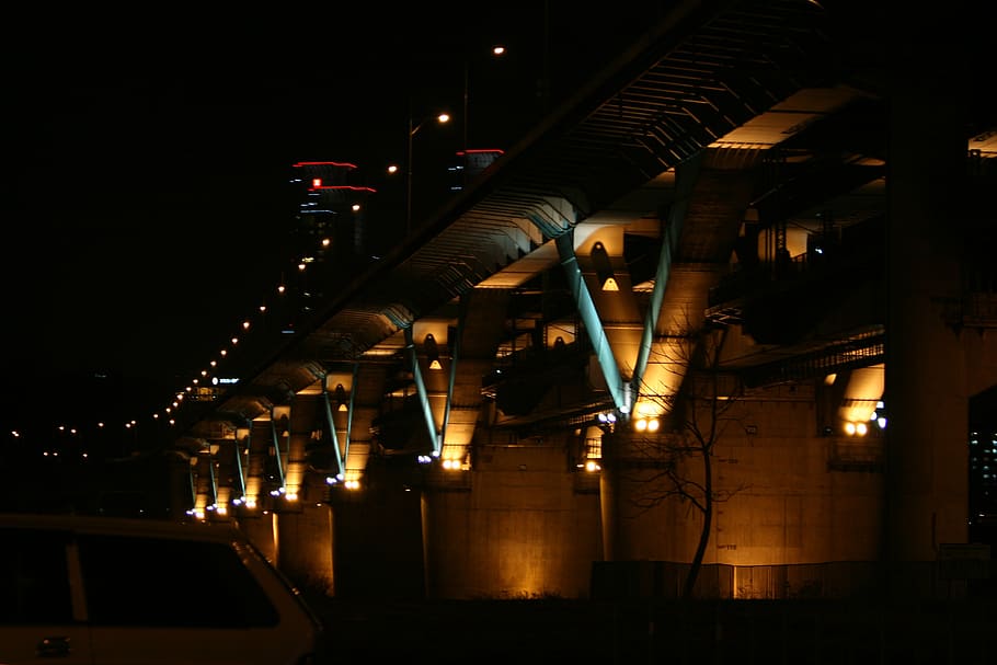 bridge, under the bridge, old bridge, illuminated, night, built structure HD wallpaper