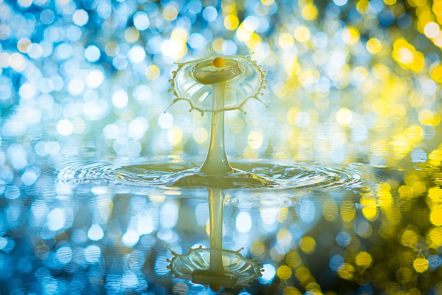 water droplets bokeh photography, drip, high speed, liquid HD wallpaper