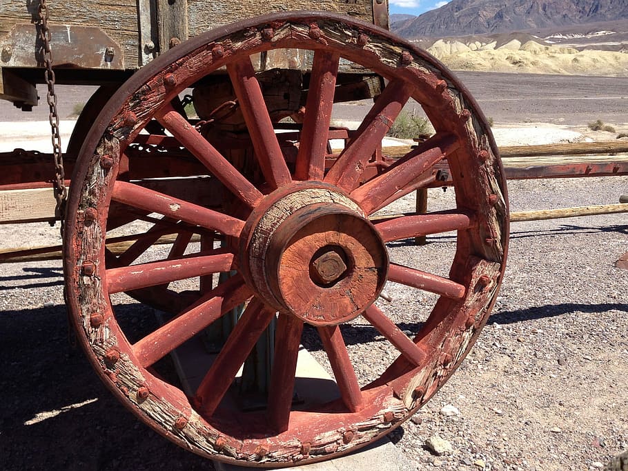 Wagon, Wheel, Death, Valley, Rustic, western, cartwheel, wagon wheel HD wallpaper