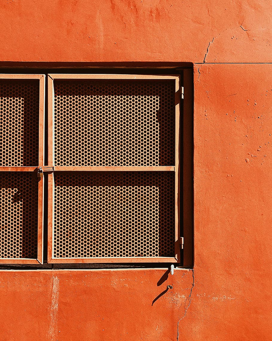closeup photography of closed window, gray framed mesh window HD wallpaper
