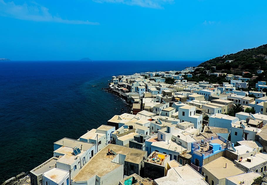 greece, kos, nisyro, nisyros, houses, white houses, buildings, HD wallpaper