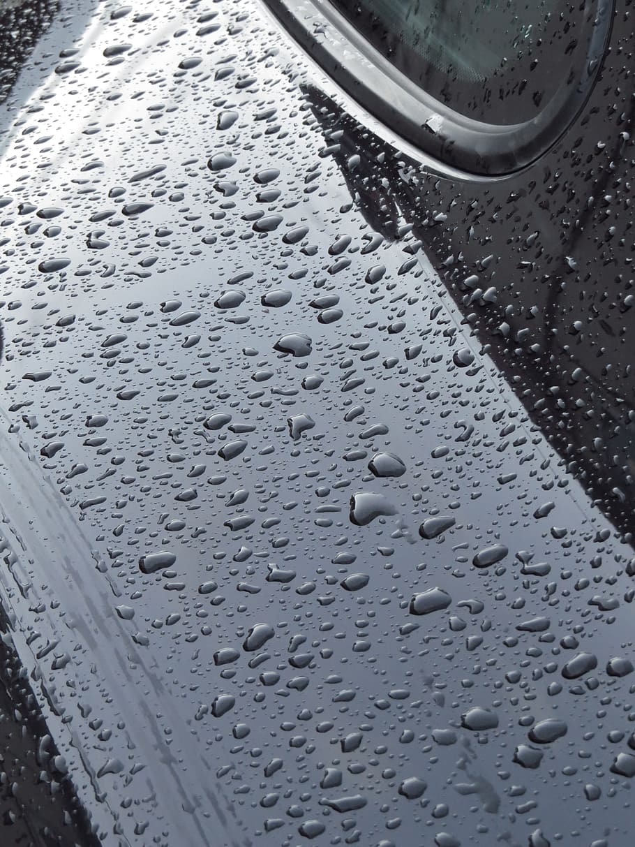 auto, paint, black, run off, raindrop, wet, shine, water, glass - material HD wallpaper
