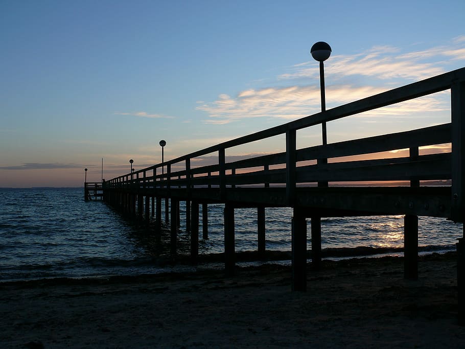 Web, Pier, Jetty, Water, abendstimmung, sea, sky, sunset, built structure HD wallpaper