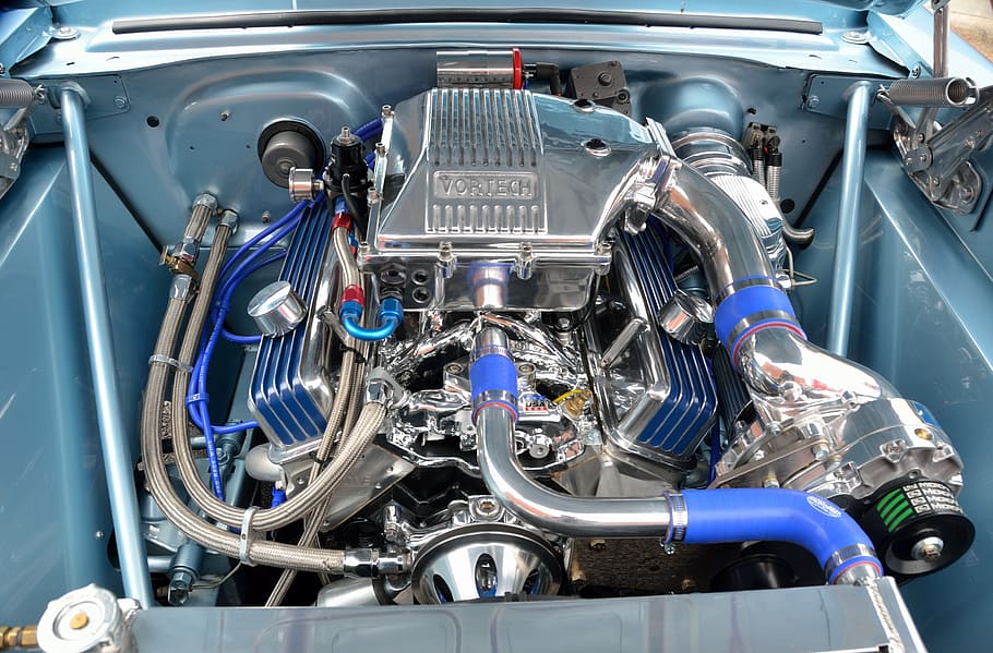 Car Engine, Restored, Retro, Motor, customized, chrome, clean HD wallpaper