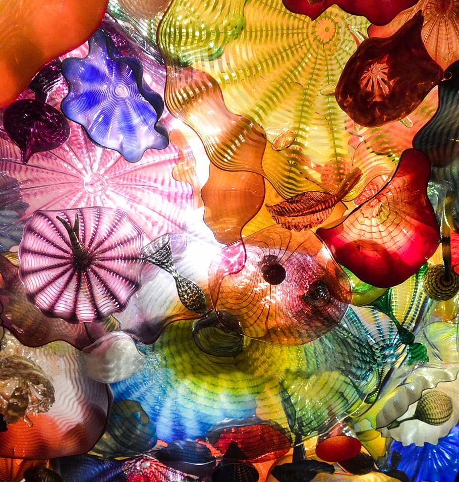 multicolored floral glass decorations, chihuly, pattern, multi colored HD wallpaper