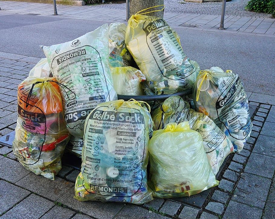 waste, garbage, yellow sack, starnberg, plastic, food, food and drink HD wallpaper