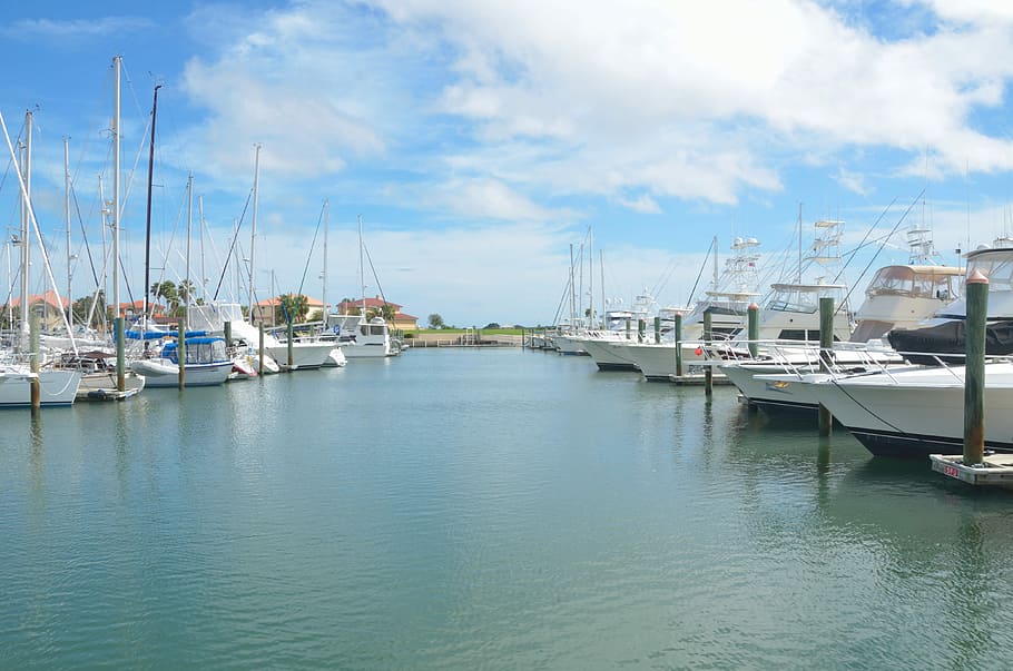 boat, marina, stored, moored, secured, security, outdoors, florida HD wallpaper