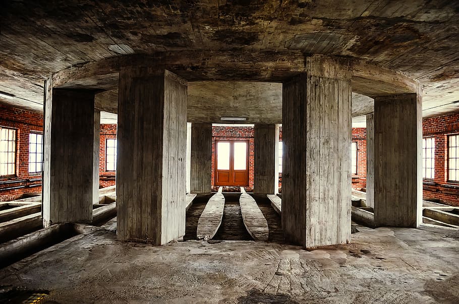 abandoned building, architecture, pillar, column, concrete HD wallpaper