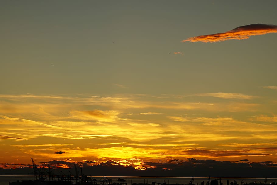Evening, Sunset, evening sky, abendstimmung, silhouette, cloud - sky HD wallpaper