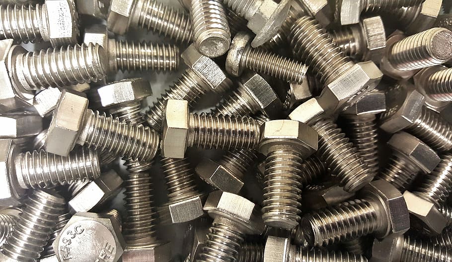 gray screw pile, Nuts And Bolts, steel, metal, metallic, tools