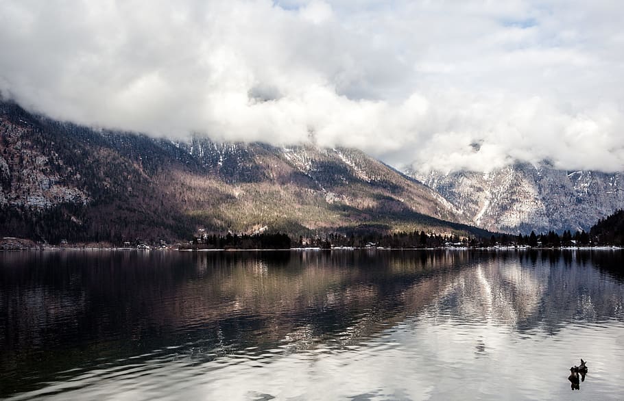 hallstatt, austria, landscape, water, mountain, lake, sky, cloud - sky HD wallpaper