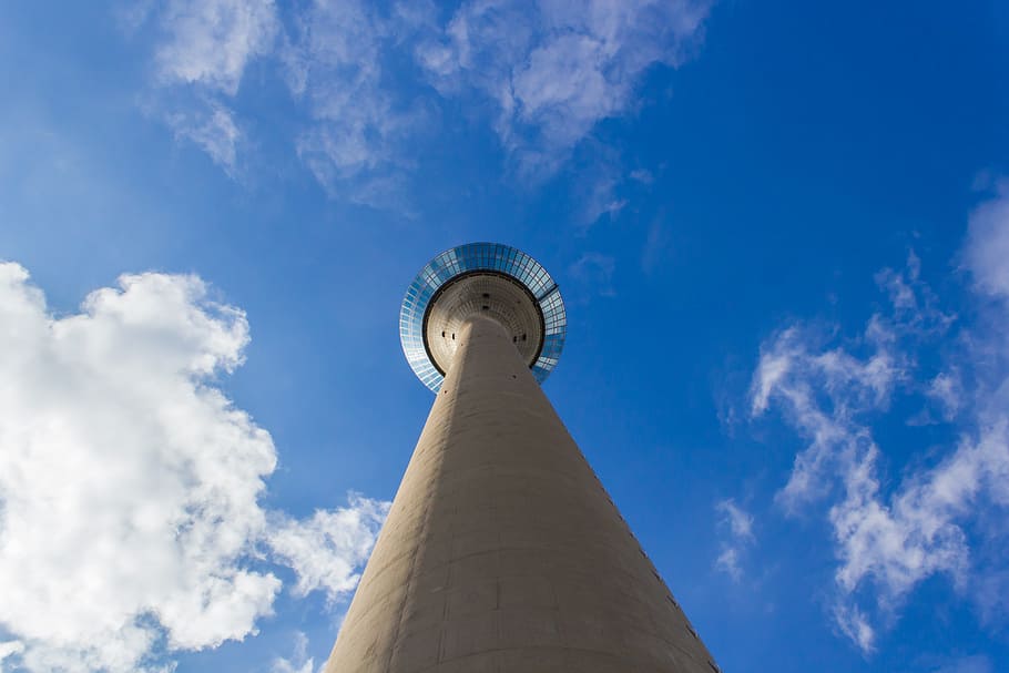 Tv Tower, Height, High, about, sky, clouds, blue, düsseldorf HD wallpaper