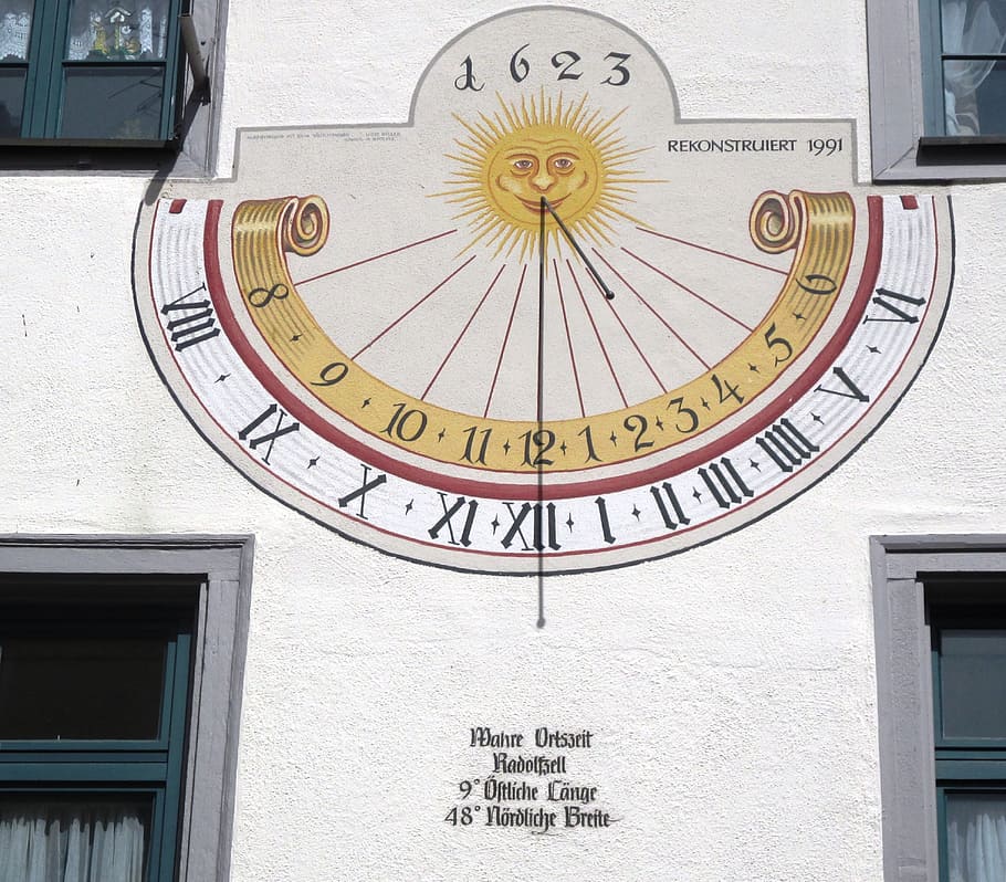Sundial, Time, Clock, 1623, house spirit to the holy, radolfzell HD wallpaper