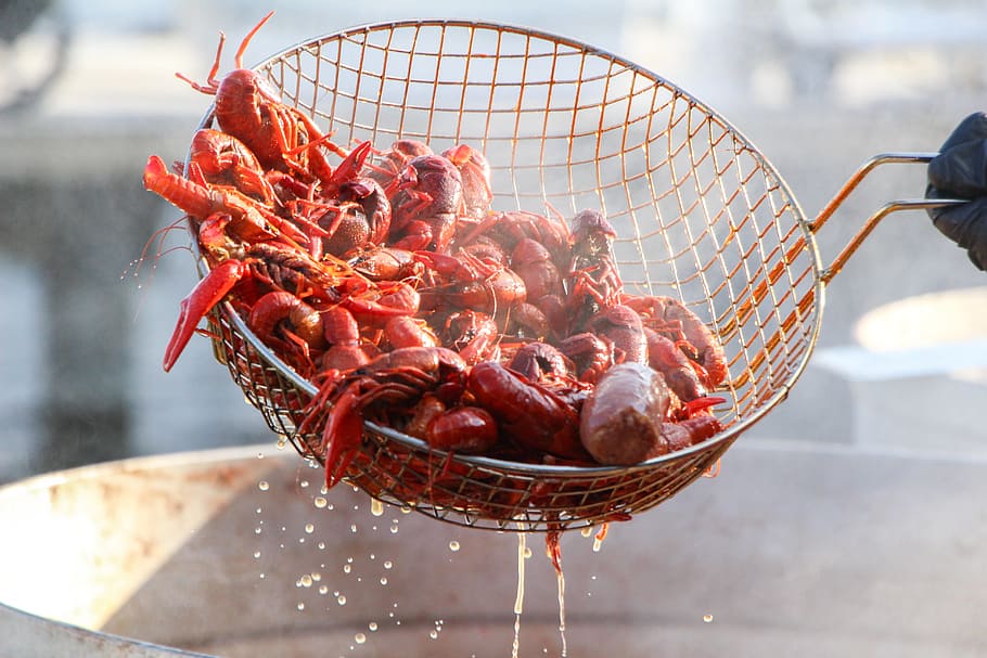 Crawfish On The Old Wooden Background Top View Stock Photo Picture And  Royalty Free Image Image 84936251