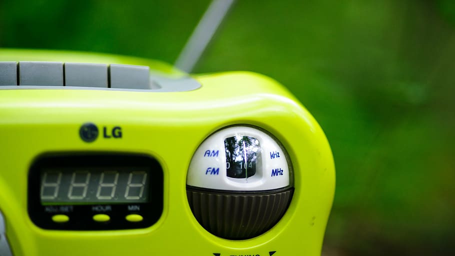 selective focus photo of green LG radio, frequency, hertz, technology, HD wallpaper