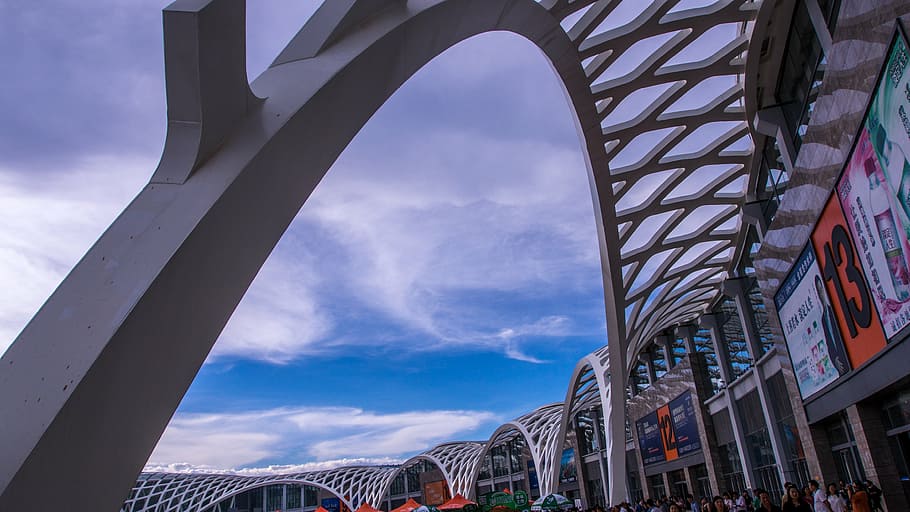 line, steel, building, gallery, architecture, built structure HD wallpaper