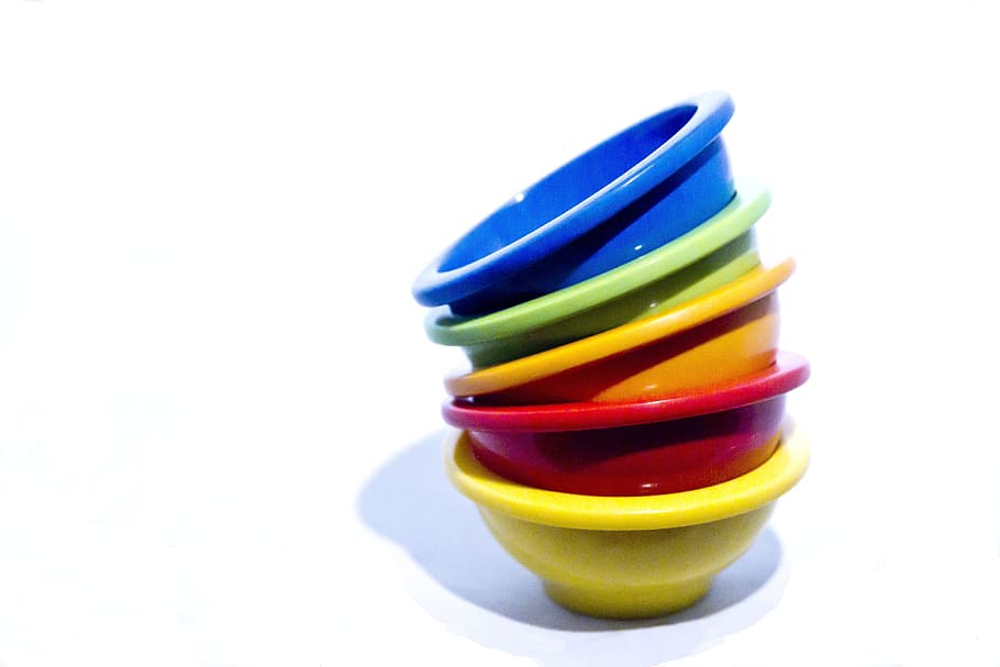 Bowls, Kitchen, Cooking, Measuring Cups, stacked, colorful HD wallpaper