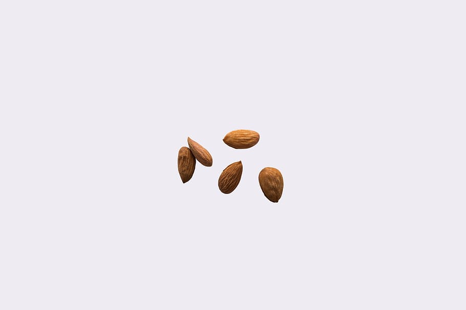 almond, nuts, kernel, grain, top view, five nuts, light background HD wallpaper