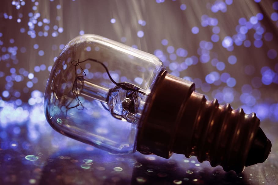 selective focus photography of light bulb, lamp, pear, energy HD wallpaper