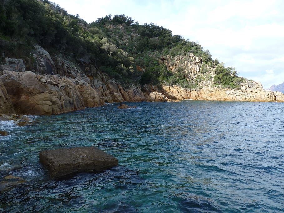 port, corsican, rocks, water, solid, rock - object, beauty in nature HD wallpaper