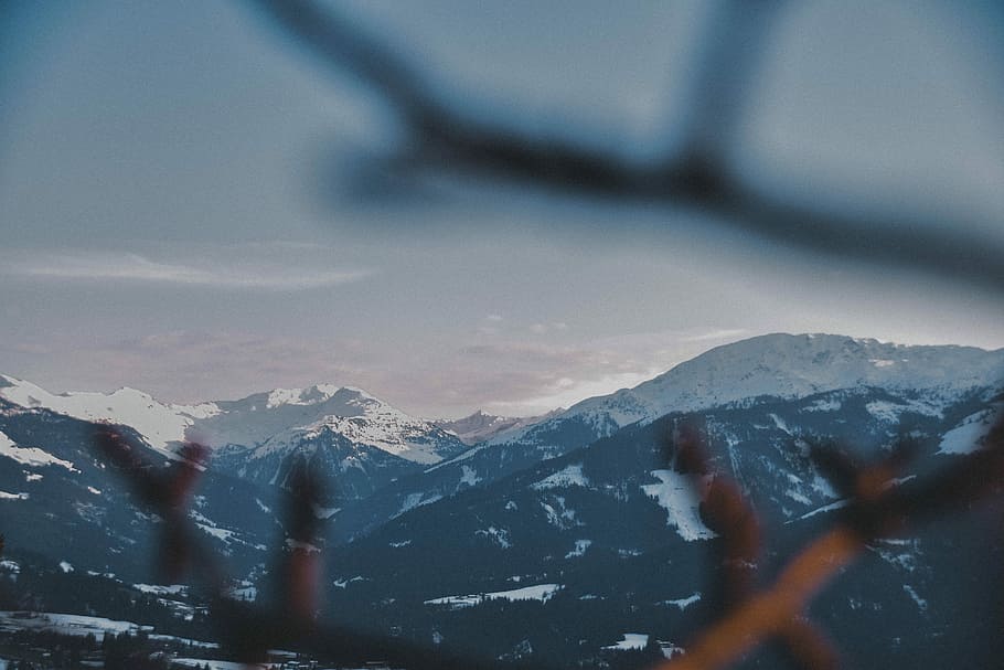 aerial photography of mountainb, landscape, snow, white, forest HD wallpaper