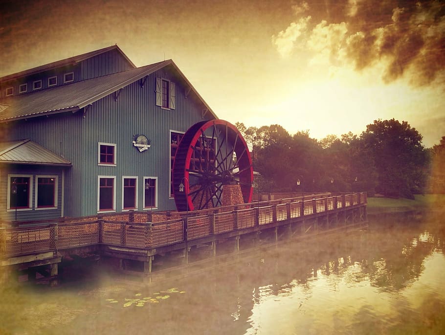 windmill on house, wind mill, landscape, architecture, history HD wallpaper