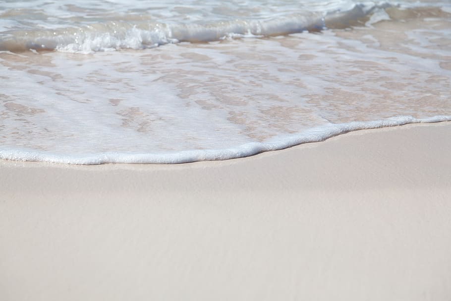 beach, coast, foam, line, nature, sand, sandy, sea, tropical HD wallpaper