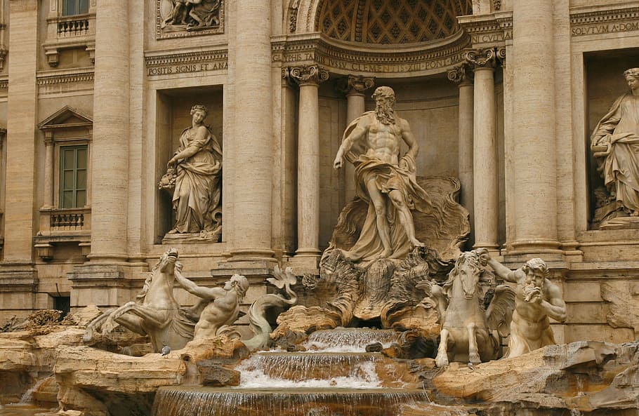 Trevi Fountain, Italy, fontana, statue, rome, ancient rome HD wallpaper